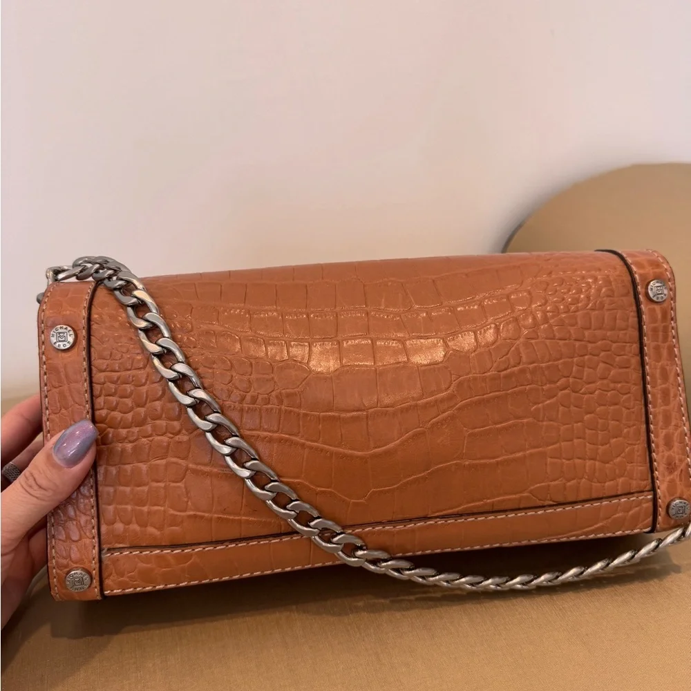 Michael Kors Crocodile Alligator Printed Leather Handbag Chain Link Shoulder Bag - Picture 2 of 8